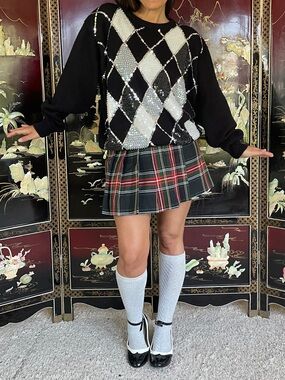 90s preppy plaid skort